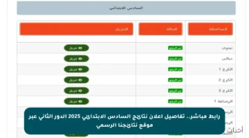 رابط مباشر.. تفاصيل إعلان نتائج السادس الابتدائي 2025 الدور الثاني عبر موقع نتائجنا الرسمي